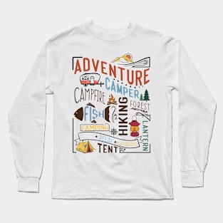 Adventure Camper fish forest tent relax unwind Explore the Wild Camping Adventure Novelty Gift Long Sleeve T-Shirt